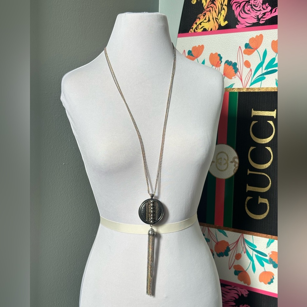Ruby Rd. Textured Medallion Tassel Chain Necklace Tone Tone Layered Chain